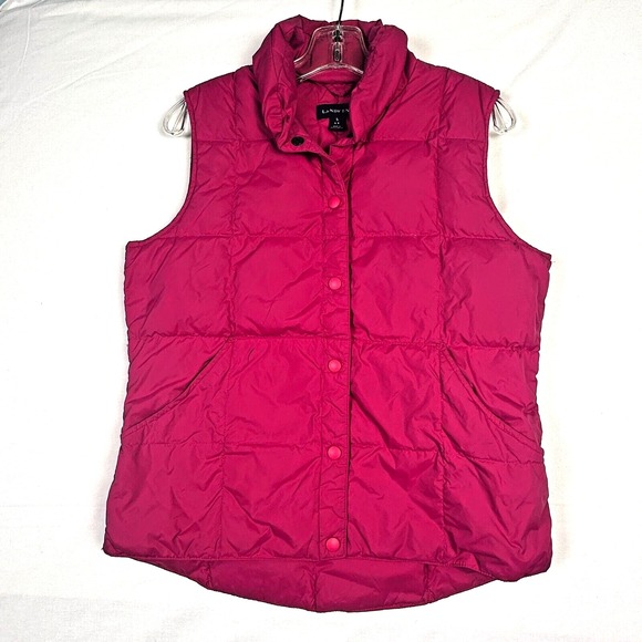Lands' End Jackets & Blazers - Land's End Women's Sz S 6-8 Down Puffer Vest Hot Pink Nylon Quilted Snap Warm